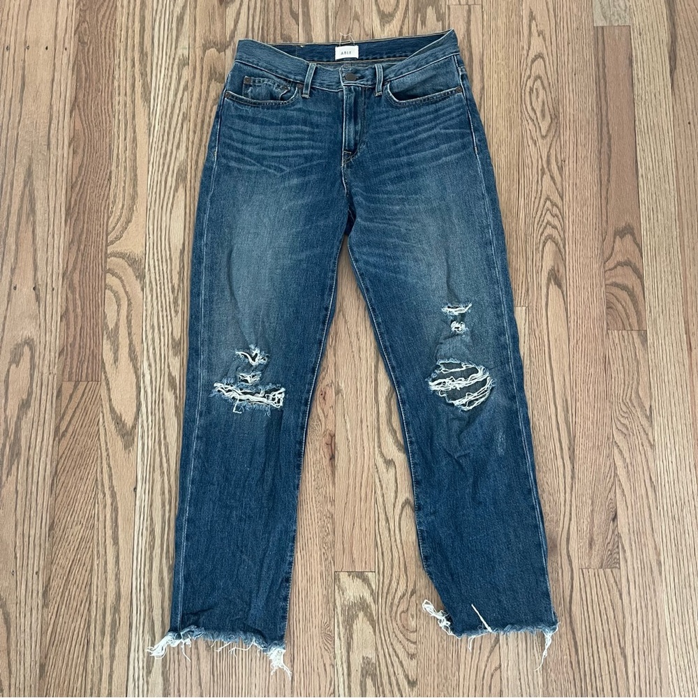Able Vintage Style Dark Wash Distressed Jeans Size 25
